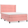 Cama box spring con colchón terciopelo rosa 140x190 cm de vidaXL, Camas y somieres - Ref: Foro24-3132740, Precio: 516,71 €, D...