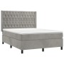 Cama box spring con colchón terciopelo gris claro 140x190 cm de vidaXL, Camas y somieres - Ref: Foro24-3132855, Precio: 650,1...