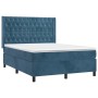 Cama box spring con colchón terciopelo azul oscuro 140x190 cm de vidaXL, Camas y somieres - Ref: Foro24-3132859, Precio: 539,...