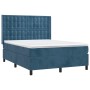 Cama box spring con colchón terciopelo azul oscuro 140x190 cm de vidaXL, Camas y somieres - Ref: Foro24-3132919, Precio: 539,...