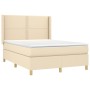 Box spring bed with cream fabric mattress 140x200 cm by vidaXL, Beds and slatted bases - Ref: Foro24-3131918, Price: 540,20 €...