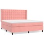 Box spring bed with pink velvet mattress 160x200 cm by vidaXL, Beds and slatted bases - Ref: Foro24-3132932, Price: 573,60 €,...