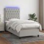 Box spring bed mattress and LED lights light gray fabric 90x200 cm by vidaXL, Beds and slatted bases - Ref: Foro24-3135085, P...