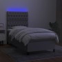 Box spring bed mattress and LED lights light gray fabric 90x200 cm by vidaXL, Beds and slatted bases - Ref: Foro24-3135085, P...