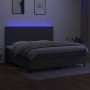 Boxspringbettmatratze und LED-Leuchten hellgrauer Stoff 200x200 cm von vidaXL, Betten und Lattenroste - Ref: Foro24-3134742, ...