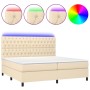 Boxspringbett-Matratze und LED-Leuchten, cremefarbener Stoff, 200 x 200 cm von vidaXL, Betten und Lattenroste - Ref: Foro24-3...