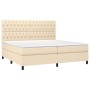 Boxspringbett-Matratze und LED-Leuchten, cremefarbener Stoff, 200 x 200 cm von vidaXL, Betten und Lattenroste - Ref: Foro24-3...