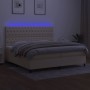 Box spring bed mattress and LED lights cream fabric 200x200 cm by vidaXL, Beds and slatted bases - Ref: Foro24-3135146, Price...