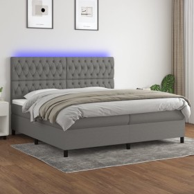 Cama box spring colchón y luces LED tela gris claro 200x200 cm de vidaXL, Camas y somieres - Ref: Foro24-3135142, Precio: 650...