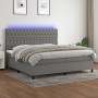 Box spring bed mattress and LED lights light gray fabric 200x200 cm by vidaXL, Beds and slatted bases - Ref: Foro24-3135142, ...