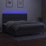 Box spring bed mattress and LED lights light gray fabric 200x200 cm by vidaXL, Beds and slatted bases - Ref: Foro24-3135142, ...