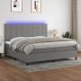 Boxspringbettmatratze und LED-Leuchten hellgrauer Stoff 200x200 cm von vidaXL, Betten und Lattenroste - Ref: Foro24-3134902, ...