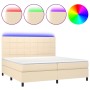 Cama box spring colchón y luces LED tela crema 200x200 cm de vidaXL, Camas y somieres - Ref: Foro24-3134906, Precio: 677,99 €...