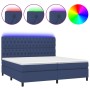 Box spring bed mattress and LED lights blue fabric 200x200 cm by vidaXL, Beds and slatted bases - Ref: Foro24-3135147, Price:...