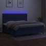 Boxspringbettmatratze und LED-Leuchten aus blauem Stoff 200x200 cm von vidaXL, Betten und Lattenroste - Ref: Foro24-3135147, ...