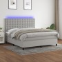 Box spring bed mattress and LED lights light gray fabric 180x200 cm by vidaXL, Beds and slatted bases - Ref: Foro24-3135213, ...