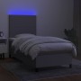 Box spring bed mattress and LED lights light gray fabric 100x200 cm by vidaXL, Beds and slatted bases - Ref: Foro24-3134693, ...