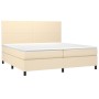 Cama box spring colchón y luces LED tela crema 200x200 cm de vidaXL, Camas y somieres - Ref: Foro24-3134746, Precio: 705,19 €...