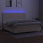 Cama box spring colchón y luces LED tela crema 200x200 cm de vidaXL, Camas y somieres - Ref: Foro24-3134746, Precio: 705,19 €...