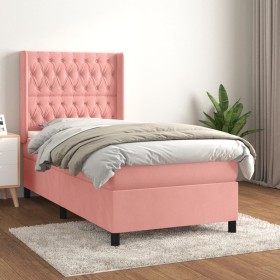 Box spring bed with pink velvet mattress 100x200 cm by vidaXL, Beds and slatted bases - Ref: Foro24-3132848, Price: 406,10 €,...