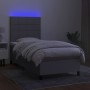 Box spring bed mattress and LED lights light gray fabric 90x200 cm by vidaXL, Beds and slatted bases - Ref: Foro24-3134845, P...