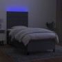 Boxspringbettmatratze und LED-Leuchten dunkelgrauer Stoff 90x200 cm von vidaXL, Betten und Lattenroste - Ref: Foro24-3134846,...