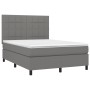 Box spring bed mattress and LED lights dark gray fabric 140x200 cm by vidaXL, Beds and slatted bases - Ref: Foro24-3134878, P...