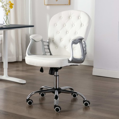 Silla de oficina giratoria de cuero sintético blanco de vidaXL, Sillas de oficina - Ref: Foro24-289362, Precio: 137,99 €, Des...