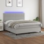 Box spring bed mattress and LED lights light gray fabric 180x200 cm by vidaXL, Beds and slatted bases - Ref: Foro24-3135053, ...