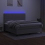 Box spring bed mattress and LED lights light gray fabric 180x200 cm by vidaXL, Beds and slatted bases - Ref: Foro24-3135053, ...