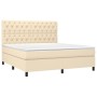 Boxspringbett-Matratze und LED-Leuchten, cremefarbener Stoff, 160 x 200 cm von vidaXL, Betten und Lattenroste - Ref: Foro24-3...