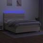 Box spring bed mattress and LED lights cream fabric 160x200 cm by vidaXL, Beds and slatted bases - Ref: Foro24-3135130, Price...