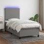 Box spring bed mattress and LED lights dark gray fabric 90x190 cm by vidaXL, Beds and slatted bases - Ref: Foro24-3134678, Pr...