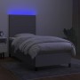 Box spring bed mattress and LED lights light gray fabric 80x200 cm by vidaXL, Beds and slatted bases - Ref: Foro24-3134669, P...