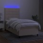 Cama box spring colchón y luces LED tela crema 100x200 cm de vidaXL, Camas y somieres - Ref: Foro24-3134858, Precio: 398,85 €...