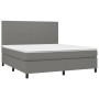 Cama box spring colchón y luces LED tela gris oscuro 160x200 cm de vidaXL, Camas y somieres - Ref: Foro24-3134726, Precio: 56...