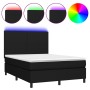 Cama box spring colchón y luces LED tela negro 140x190 cm de vidaXL, Camas y somieres - Ref: Foro24-3134711, Precio: 553,54 €...