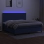 Boxspringbettmatratze und LED-Leuchten aus blauem Stoff 200x200 cm von vidaXL, Betten und Lattenroste - Ref: Foro24-3134747, ...