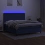 Boxspringbettmatratze und LED-Leuchten aus blauem Stoff 160x200 cm von vidaXL, Betten und Lattenroste - Ref: Foro24-3134731, ...