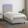 Box spring bed mattress and LED lights light gray fabric 90x190 cm by vidaXL, Beds and slatted bases - Ref: Foro24-3134677, P...