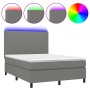 Boxspringbettmatratze und LED-Leuchten dunkelgrauer Stoff 140x190 cm von vidaXL, Betten und Lattenroste - Ref: Foro24-3134710...