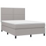 Box spring bed mattress and LED lights light gray fabric 140x200 cm by vidaXL, Beds and slatted bases - Ref: Foro24-3134797, ...