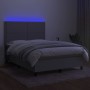 Box spring bed mattress and LED lights light gray fabric 140x200 cm by vidaXL, Beds and slatted bases - Ref: Foro24-3134797, ...