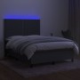 Box spring bed mattress and LED lights dark gray fabric 140x200 cm by vidaXL, Beds and slatted bases - Ref: Foro24-3134798, P...