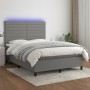 Boxspringbettmatratze und LED-Leuchten dunkelgrauer Stoff 140x200 cm von vidaXL, Betten und Lattenroste - Ref: Foro24-3134958...