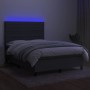 Boxspringbettmatratze und LED-Leuchten dunkelgrauer Stoff 140x200 cm von vidaXL, Betten und Lattenroste - Ref: Foro24-3134958...