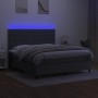 Boxspringbettmatratze und LED-Leuchten dunkelgrauer Stoff 160x200 cm von vidaXL, Betten und Lattenroste - Ref: Foro24-3134886...