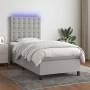 Boxspringbettmatratze und LED-Leuchten aus hellgrauem Stoff 90x190 cm von vidaXL, Betten und Lattenroste - Ref: Foro24-313515...