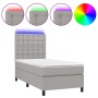 Boxspringbettmatratze und LED-Leuchten aus hellgrauem Stoff 90x190 cm von vidaXL, Betten und Lattenroste - Ref: Foro24-313515...