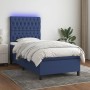 Box spring bed mattress and LED lights blue fabric 90x200 cm by vidaXL, Beds and slatted bases - Ref: Foro24-3135091, Price: ...